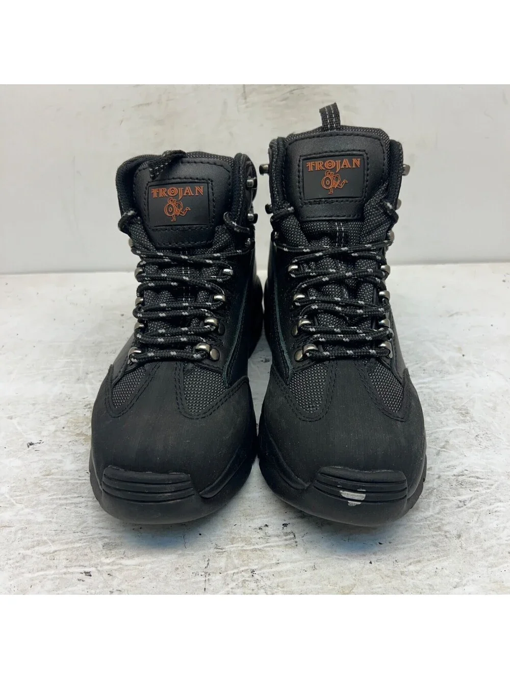 Trojan Men's Mid-Cut Safety Toe Plate Lace-Up WP Work Boots P9826 Black Size 8M
